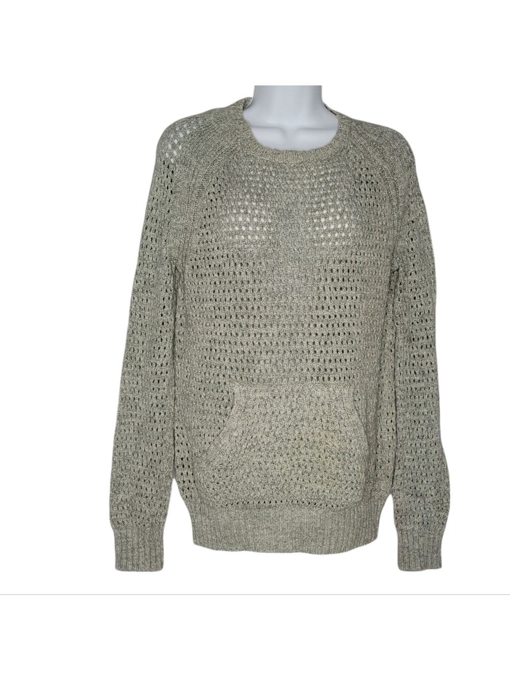 ATM Anthony Thomas Melillo Gray Open Knit Crewneck Sweater Women's Medium